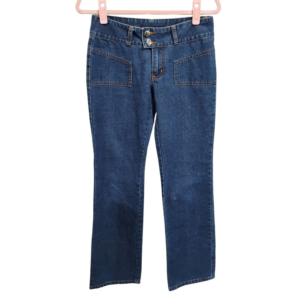 VTG‎ Blue Threads Women's Jeans Size 5 Medium Wash Straight Leg Cotton Blend